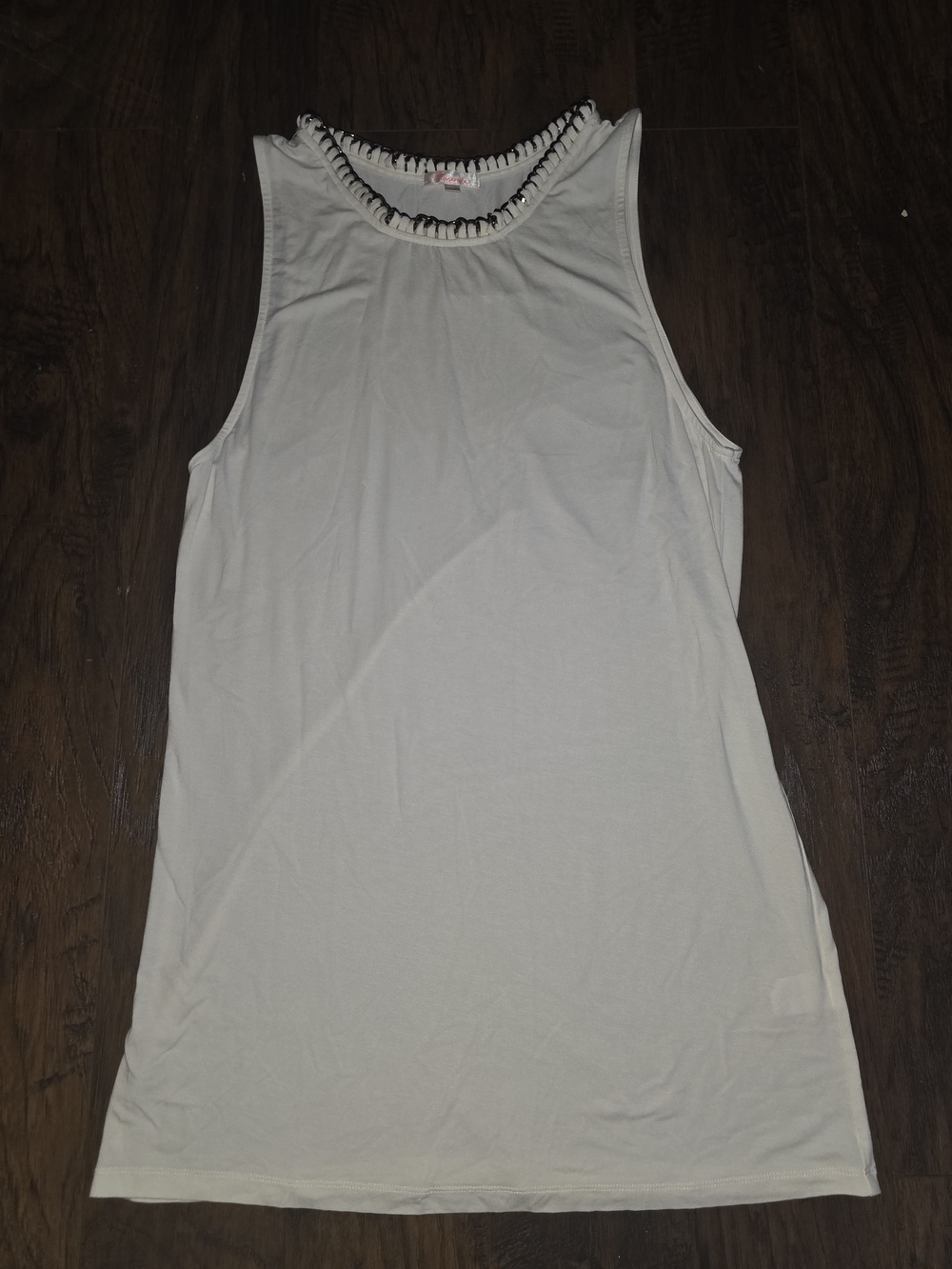 White Sleeveless Mini Dress with Braided Neckline